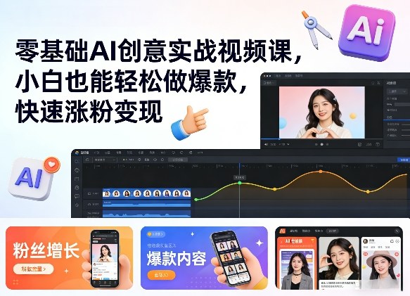零基础AI创意实战视频课 小白爆款视频制作涨粉变现教学