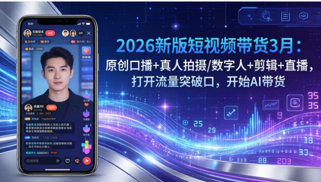 2026新版短视频带货课 AI带货+数字人+多赛道实操教程