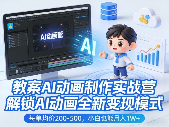 教案AI动画制作实战营 小白可学 单200-500月入1W+变现教程