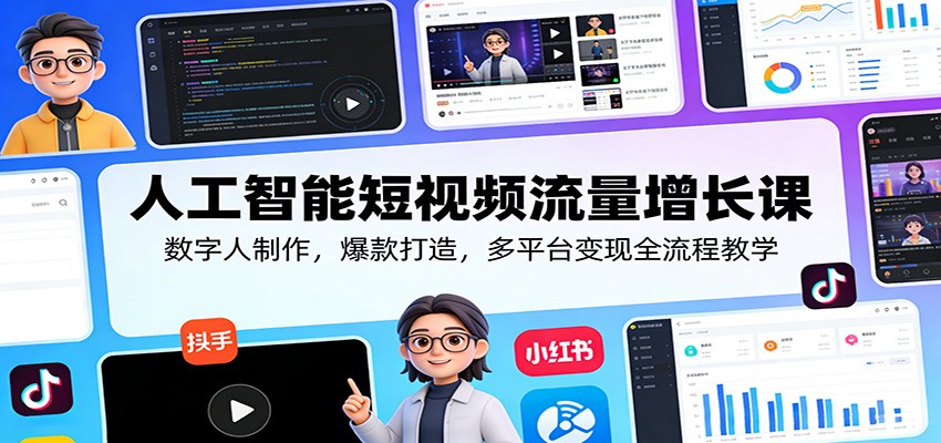人工智能短视频流量增长课 数字人制作+爆款打造+多平台变现