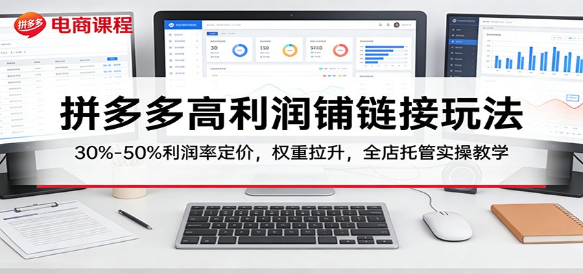 拼多多高利润铺链接玩法 30%-50%利润率 全店托管实操教学