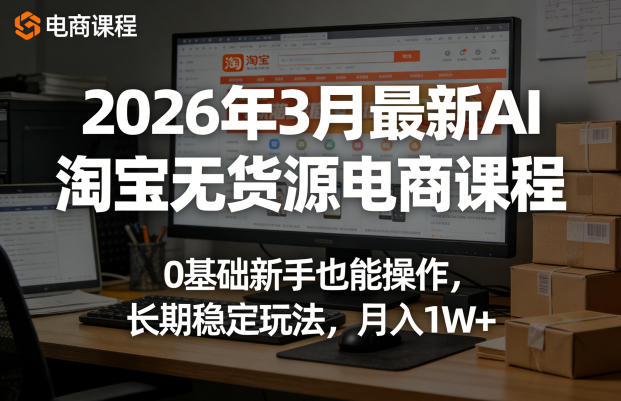 2026年3月AI淘宝无货源电商课程 0基础一件代发实操