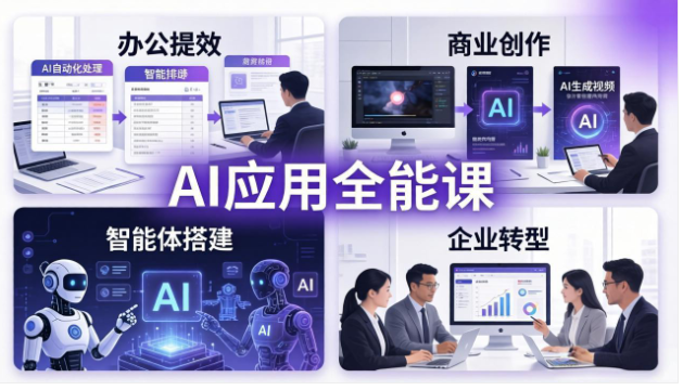 AIGC应用全能课 办公提效+商业创作+智能体搭建+企业转型教学