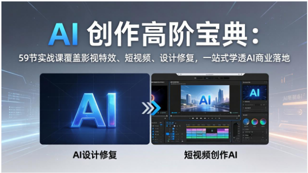 AI创作高阶宝典 59节实战课 影视特效+短视频+设计修复 商业落地教学