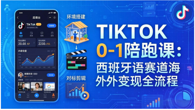 TikTok 西语赛道运营教程 环境搭建剪辑变现全流程教学