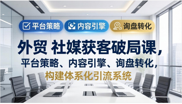 外贸社媒获客课程平台布局内容创作询盘转化体系搭建