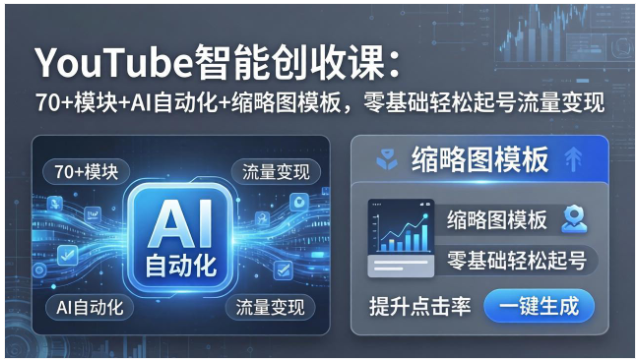 YouTube 智能创收课 AI 自动化运营视频变现教程