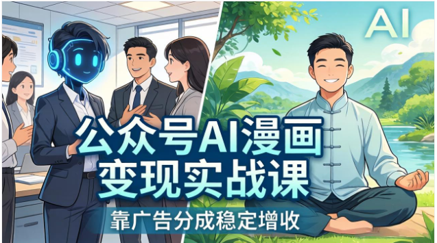 公众号 AI 漫画变现实战课多赛道智能体发文流量主教程
