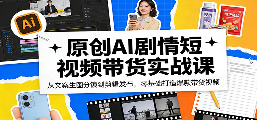 原创 AI 剧情短视频带货课文案生图分镜剪辑发布实战教程