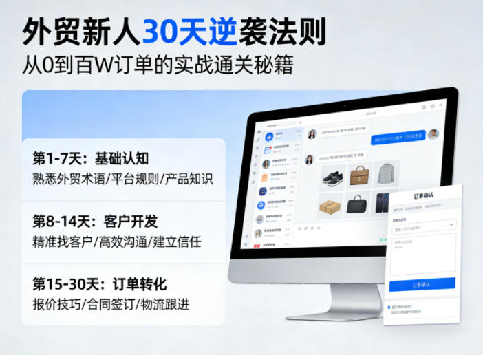 外贸新人 30 天实战课 客户开发社媒运营订单谈单全流程教程