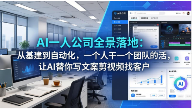 AI一人公司全景落地教程 文案视频自动化 从基建到运营