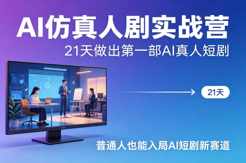 AI仿真人剧实战营 21天AI真人短剧 普通人可入局