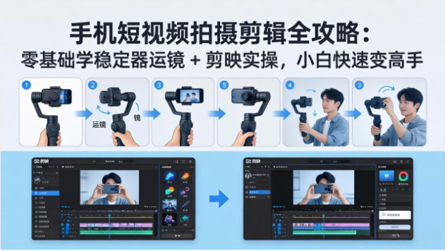 手机短视频拍摄剪辑全攻略 稳定器运镜剪映实操教学