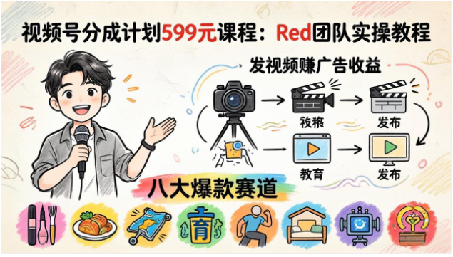 视频号分成计划实操课 八大爆款赛道制作教程