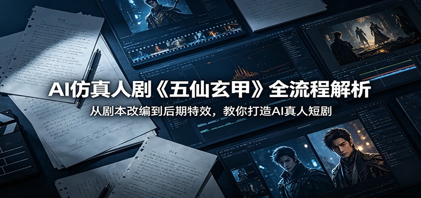AI 仿真人剧五仙玄甲全流程教程 短剧创作剧本特效教学