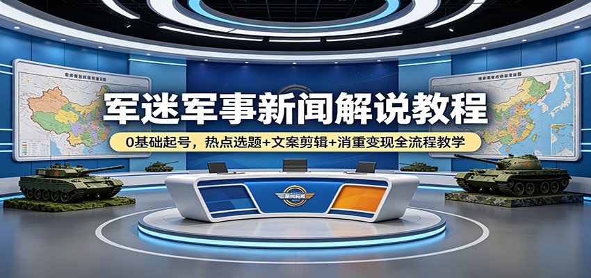 军事科普内容创作教程 选题文案剪辑全流程实操教学