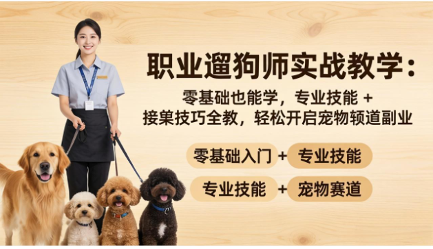 职业遛狗师实战教程 专业技能 + 接单技巧宠物赛道入行教学