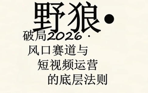 野狼团队多平台运营课 AI 口播好物漫剪实操教程 2026 更新