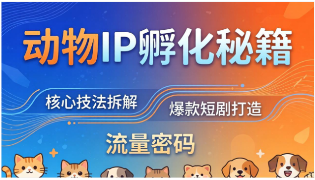 动物 IP 孵化教程 萌宠短剧创作技巧 AI 短视频制作教学