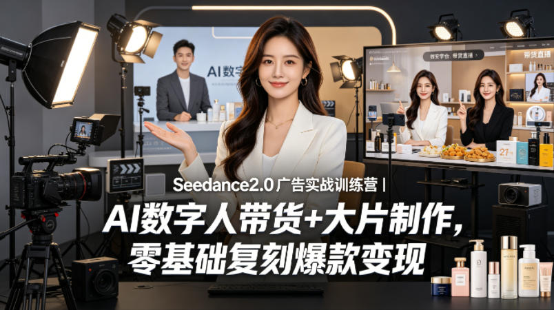 Seedance2.0 广告实战营 AI 数字人带货影视大片商业视频创作教程