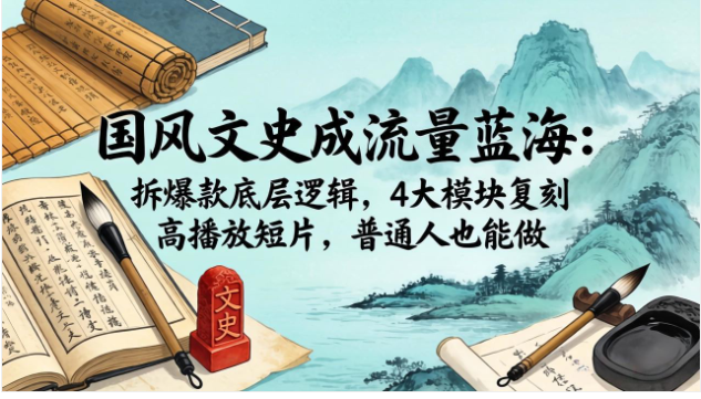 国风文史短视频创作教程 拆解爆款逻辑复刻高流量文化短片