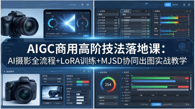 AIGC 商用高阶教程 AI 摄影全流程 LoRA 训练 MJSD 协同出图