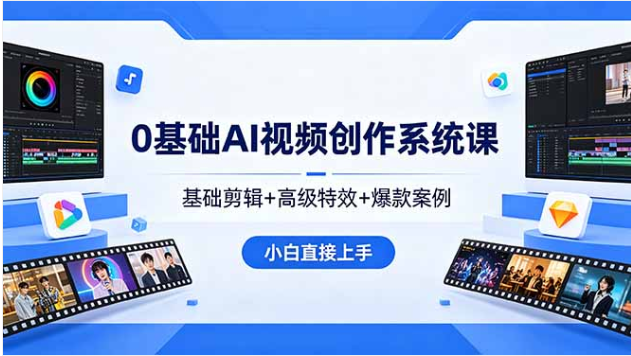 0 基础 AI 视频创作系统课 剪辑特效爆款案例全教程