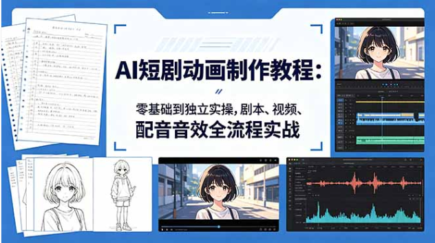 AI 短剧动画制作教程 零基础剧本配音全流程实操