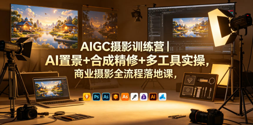 AIGC 摄影训练营 AI 置景合成精修商业摄影全流程课