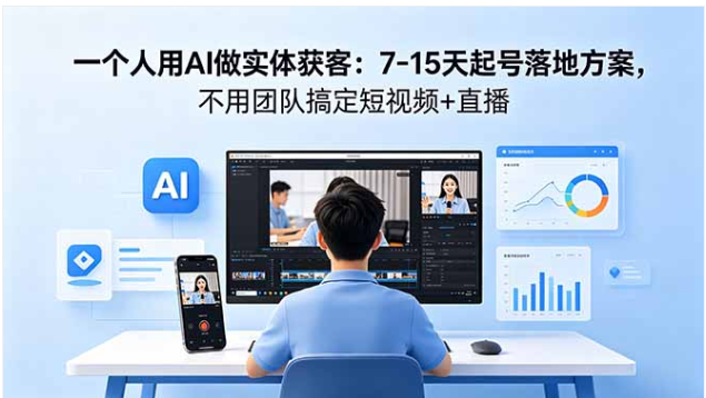 AI 实体获客 7-15 天起号方案 单人搞定短视频 + 直播引流教程