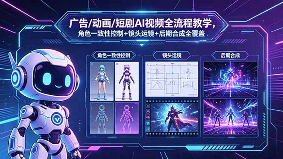 广告/动画/短剧AI视频全流程教学 角色一致性+后期合成