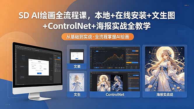 SD AI 绘画全流程课 本地在线安装 ControlNet 海报实战