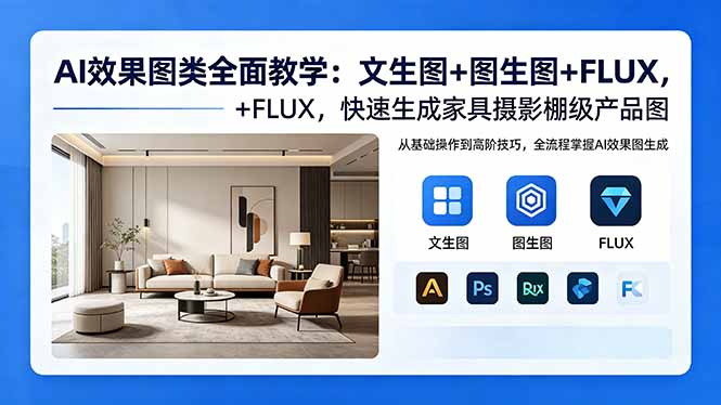 AI 效果图教学 FLUX 文生图 家具摄影棚产品图生成教程