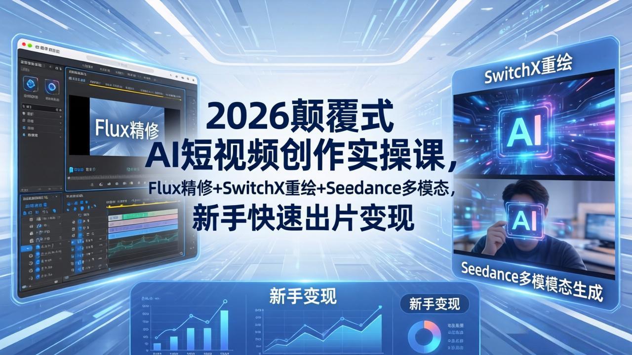 2026AI 短视频创作课 Flux 精修 SwitchX 重绘 Seedance 教学