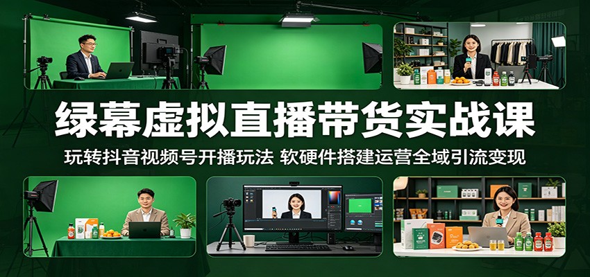 2026 绿幕虚拟直播带货 抖音视频号双平台搭建运营变现课