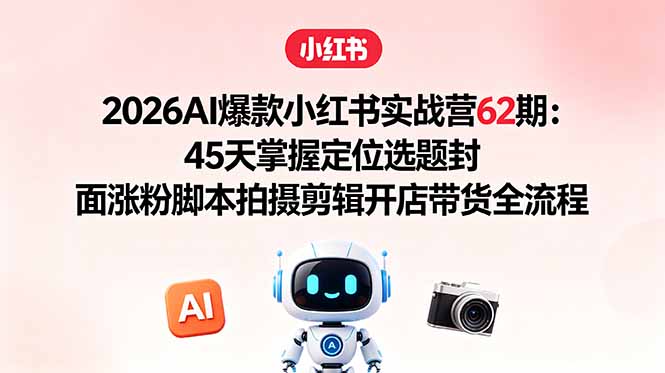 2026AI 爆款小红书实战营 定位选题剪辑带货全流程教学