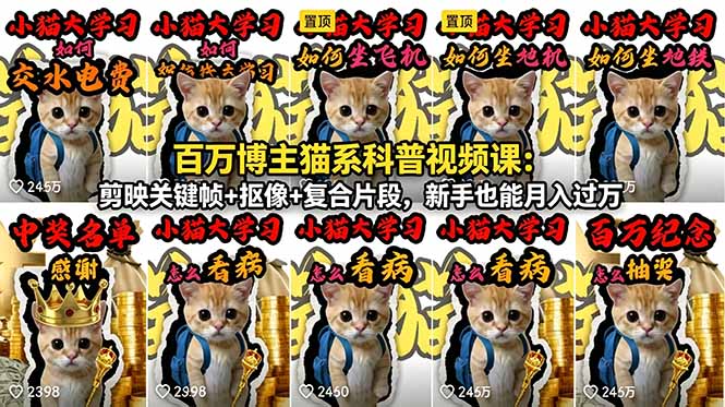 猫系科普视频教程 剪映关键帧抠像剪辑实操教学