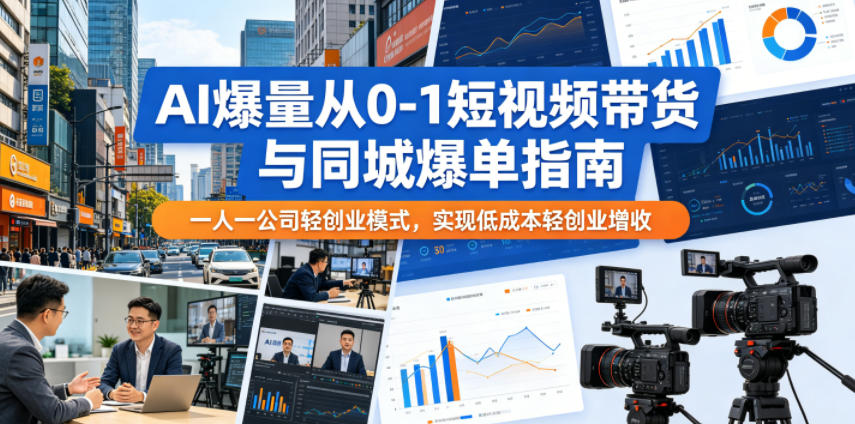 AI 短视频带货同城爆单教程 单人轻创业从 0 到 1 运营实战课