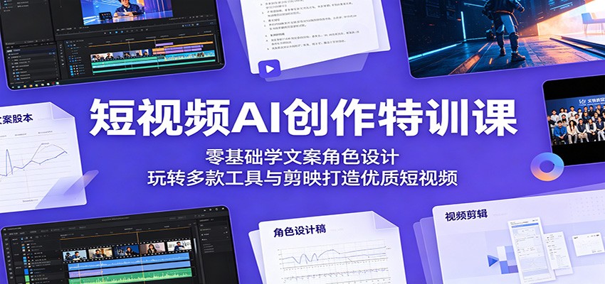 短视频 AI 创作特训课 文案角色设计 + 工具剪映实操教学