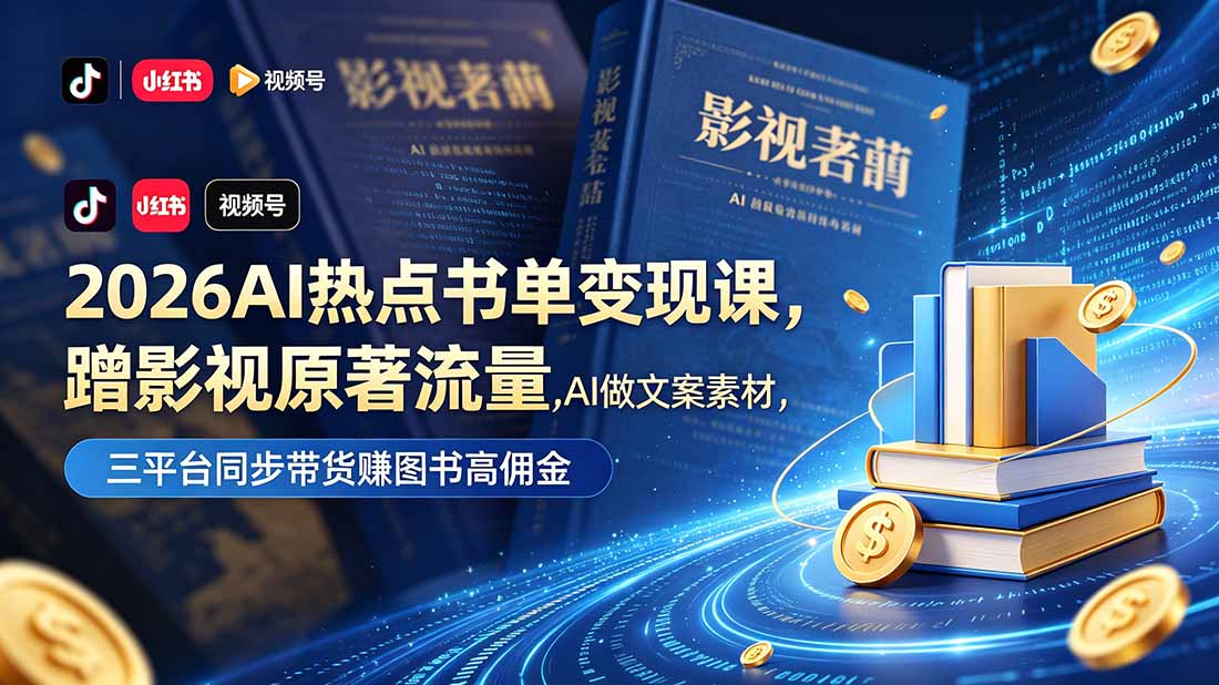 2026AI 热点书单实操课 影视书流量打造三平台图书带货教学