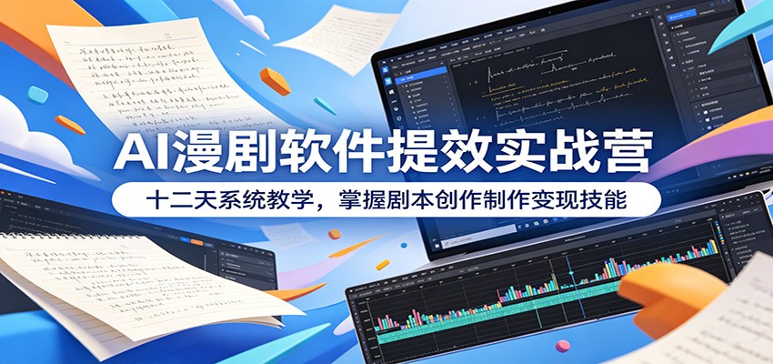 AI 漫剧软件提效实战营 十二天学会创作制作与运营