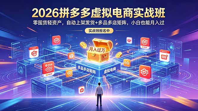 2026 拼多多虚拟电商实操教程 多店自动化运营全套实操教学