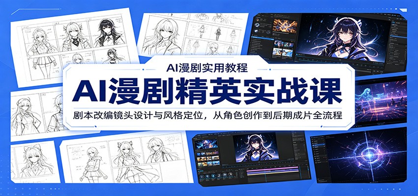 AI 漫剧精英实战课程 剧本镜头角色 AI 生成后期成片全流程教学