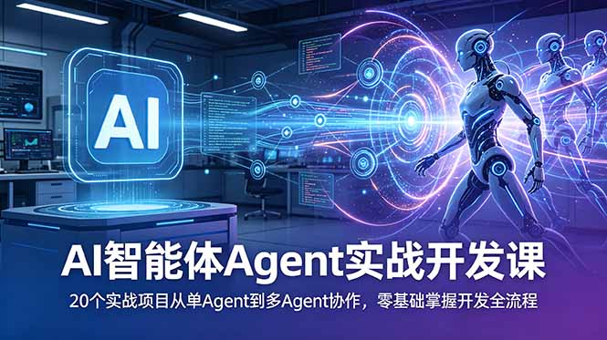 AI 智能体 Agent 实战开发课 20 个项目学习单多 Agent 搭建开发全流程