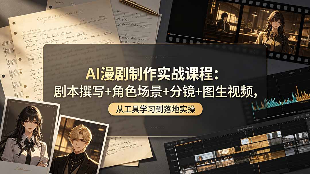 AI 漫剧制作实战课程 剧本角色分镜图生视频全流程落地实操教学