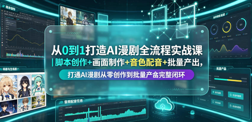 从 0 到 1AI 漫剧全流程实战课 脚本配音分镜批量量产连载剧集实操教程