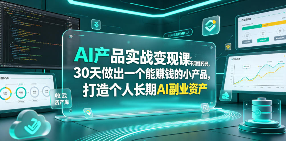 AI 产品实战实操课 零基础不用代码掌握产品选题开发上线全流程方法