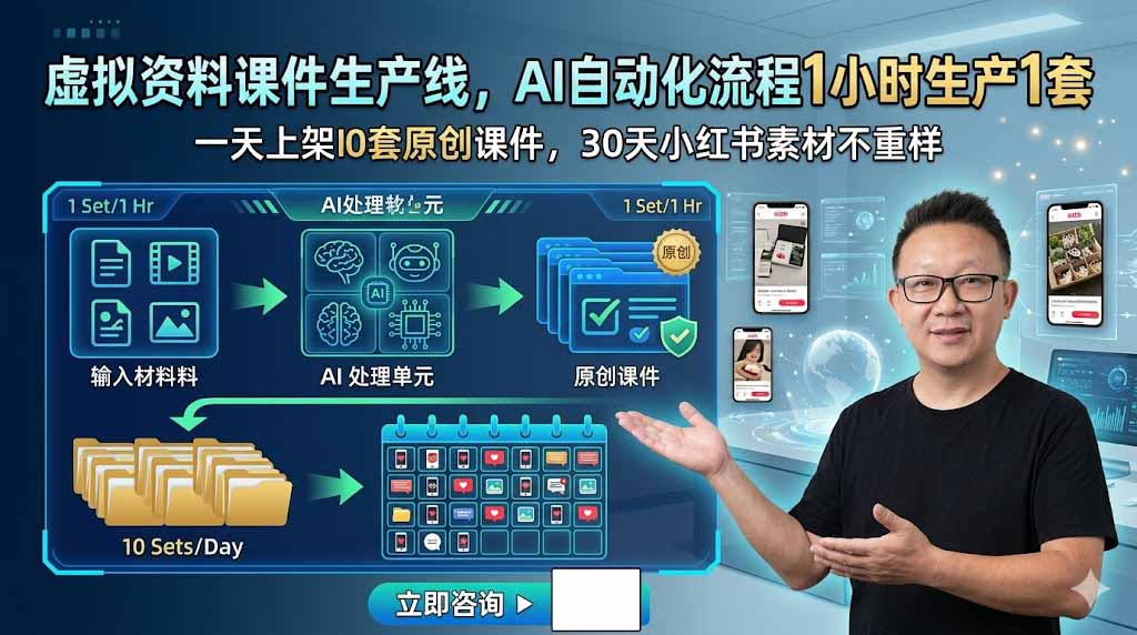 AI 课件自动生产线全套流程 课件制作小红书图文素材全套工具教程