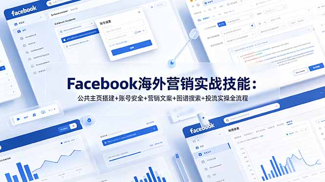 Facebook 海外营销实操教程 主页搭建账号安全投流客户挖掘全套课程