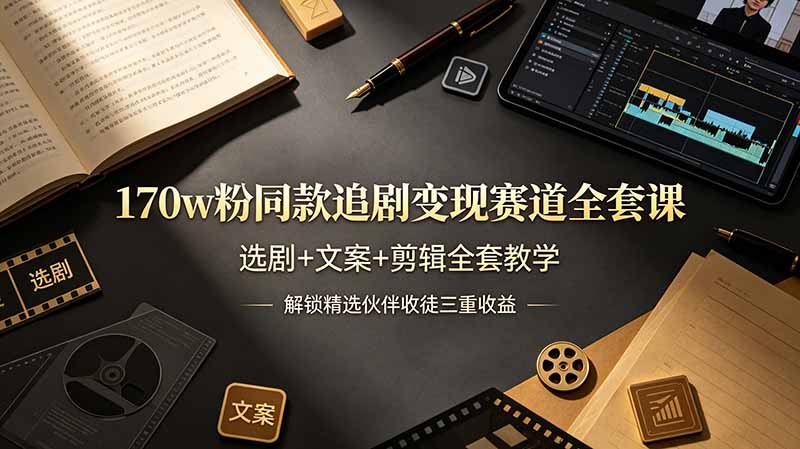 追剧短视频剪辑教学 选剧文案剪映实操多重变现完整课程